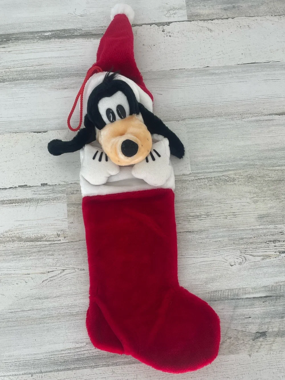 Vintage Goofy 3D Christmas Stocking Red Plush White Paws Gloves 20 Inch Disney
